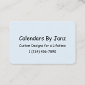 2020 Kalender von Janz Alice Blue Euro Visitenkarte (Rückseite)