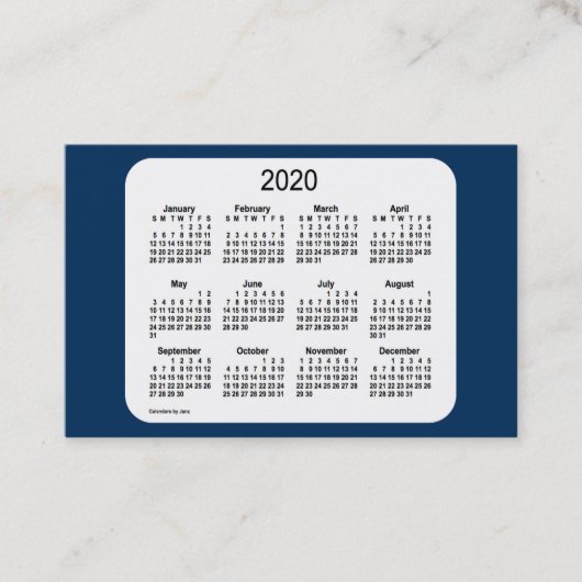 2020 Kalender von Janz Police Box Blue Euro Visitenkarte (Vorderseite)