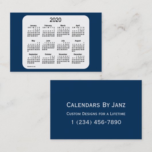 2020 Kalender von Janz Police Box Blue Euro Visitenkarte (Vorne/Hinten)