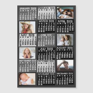 2020 Kalenderjahr Schwarze Mod Foto Collage Magnet