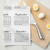 2020 Kalenderschrauben Gewebe Schwarz-weiße Küche Geschirrtuch (Viertel Falte)