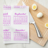 2020 Kalenderschrauben Stoff Schriftart Orchideenk Geschirrtuch (Viertel Falte)