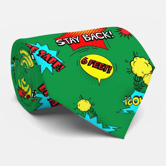 2020 Keepake Comic Super Hero Bleibe zurück Green Krawatte (Gerollt)
