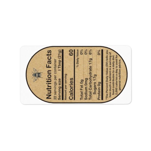 2020 Kraft Oval Honeybee Nutrition Label Adressaufkleber (Vorne)
