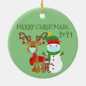 2020 Merry Christmask Reindeer Quarantine Keramik Ornament (Hinten)