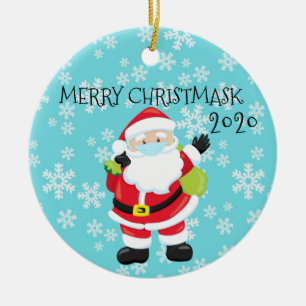 2020 Merry Christmask Santa Quarantine Keramik Ornament