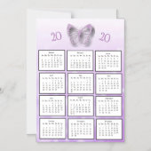 2020 Mini-Kalender Lila Schmetterling Magneteinladung (Vorderseite)