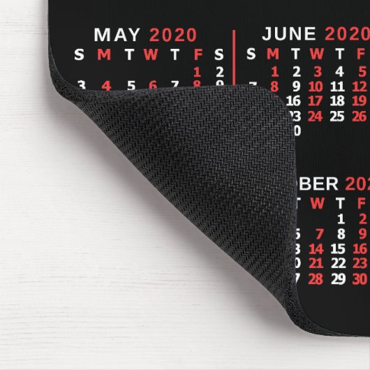 2020 Monatskalender Custom Black Red White Mousepad (Ecke)