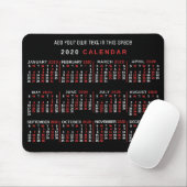 2020 Monatskalender Custom Black Red White Mousepad (Mit Mouse)