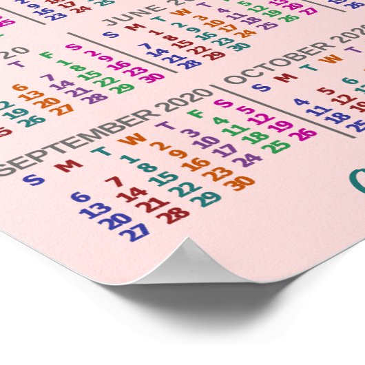 2020 Monatskalender Farbiges Foto 3 Poster (Ecke)