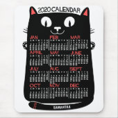 2020 Monatskalender Mittelalterliche Schwarze Katz Mousepad (Vorne)