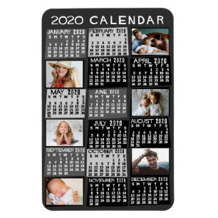 2020 Monatskalender Mod Schwarzes FotoCollage Magnet