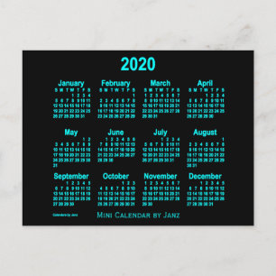 2020 Neonblauer Mini-Kalender von Janz Postkarte