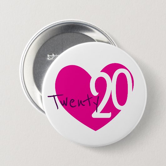 2020 Neue Liebe Herz rosa 20 Button (Vorne & Hinten)