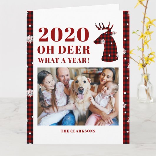 2020 Oh Deer Buffalo Pläd Snowflake Foto Karte (Gelbe Blume)