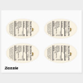 2020 Oval Bee Honey Nutrition Facts Label Gelb Ovaler Aufkleber (Blatt)