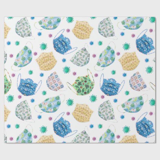 2020 Pattern Covid Aquarellmaske Geschenkpapier (Flach)