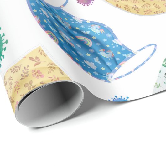 2020 Pattern Covid Aquarellmaske Geschenkpapier (Rolleneckpunkt)
