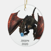 2020 Personalisierter Roter Drache mit Gesichtsmas Keramik Ornament (Links)