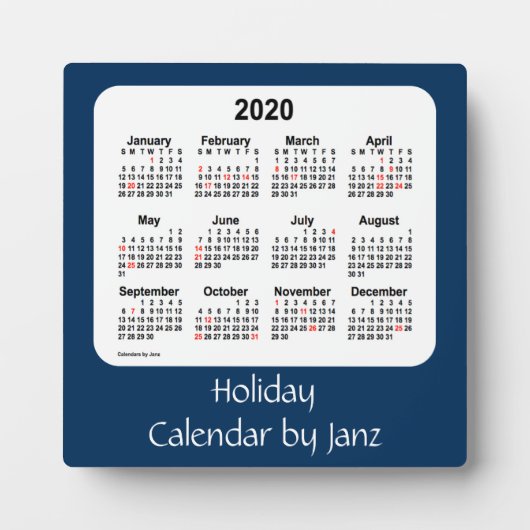2020 Police Box Blue Holiday Calendar by Janz Fotoplatte (Vorderseite)