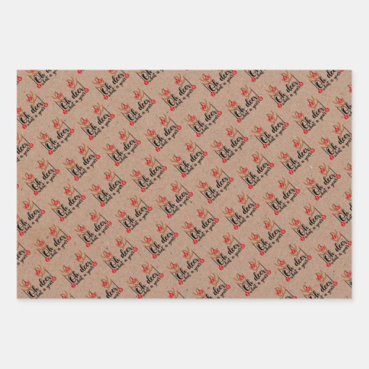 2020 Quarantäne-Weihnachten Rentiertrio Set 3 Gesc Geschenkpapier Set (Vorderseite 3)