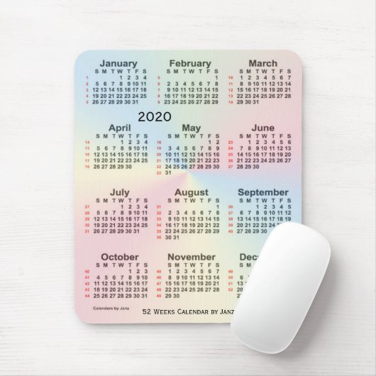 2020 Rainbow 52 Week Large Print Calendar by Janz Mousepad (Mit Mouse)