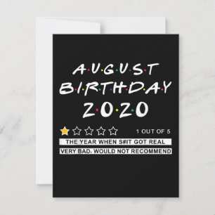 2020 Review August Birthday Sehr schlecht Einladung