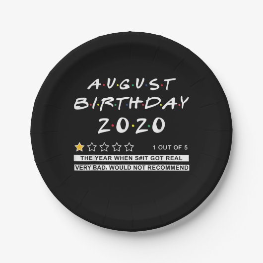 2020 Review August Birthday Sehr schlecht Pappteller (Vorderseite)
