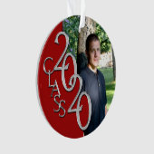 2020 Rot-Silber-Abschluss-Foto Ornament (Vorderseite)