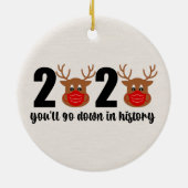 2020 Rudolph Red Mask Rentier in Geschichte Keramik Ornament (Hinten)