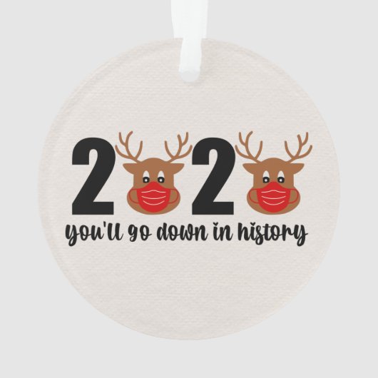 2020 Rudolph Red Mask Rudolph im Geschichtsbuch Ornament (Rückseite)