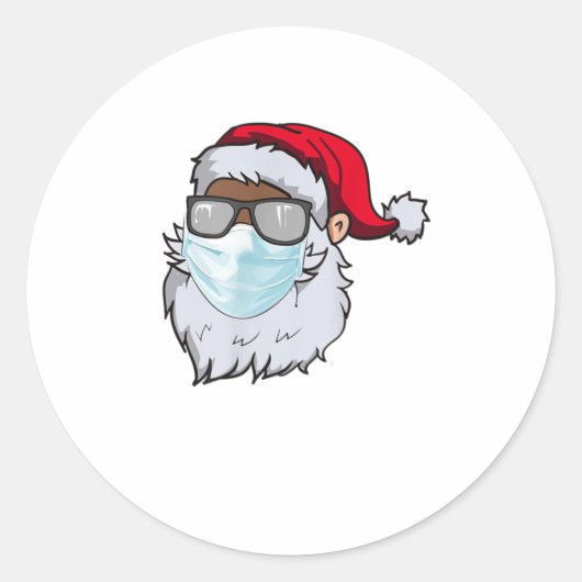 2020 Santa mit Gesichtsmaske schwarzen Afrikaner Runder Aufkleber (Vorderseite)