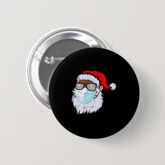 2020 Santa With Face Mask Black African American C Button (Vorne & Hinten)