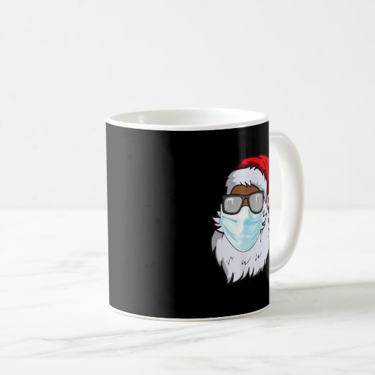 2020 Santa With Face Mask Black African American C Kaffeetasse (VorderseiteRechts)