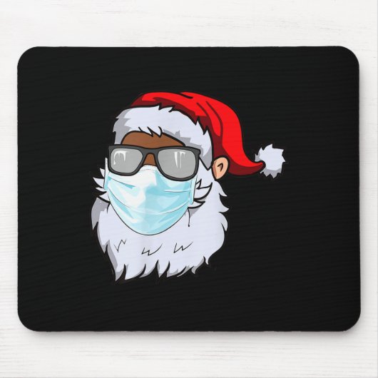 2020 Santa With Face Mask Black African American C Mousepad (Vorne)