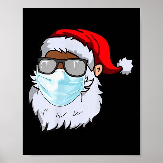 2020 Santa With Face Mask Black African American C Poster (Vorne)