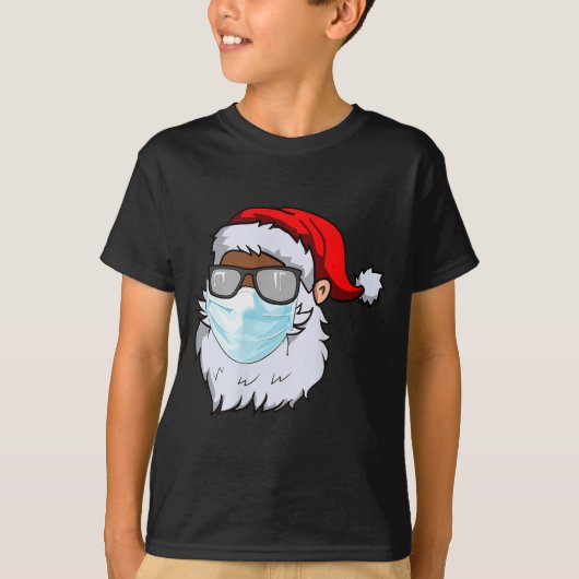 2020 Santa With Face Mask Black African American C T-Shirt (Vorderseite)