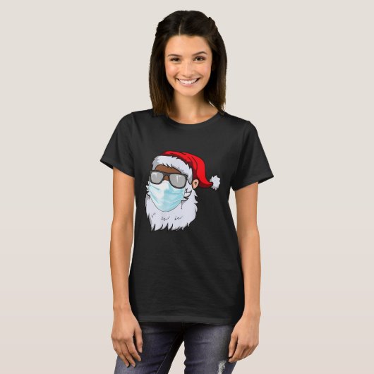 2020 Santa With Face Mask Black African American C T-Shirt (Vorne ganz)