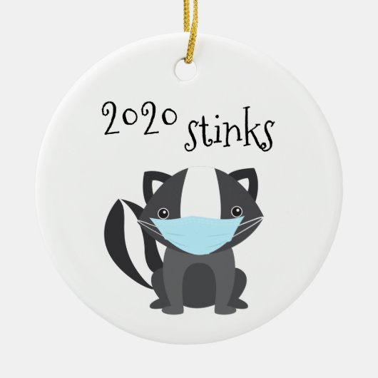 2020 Stinks Funny Skunk Covid Gesichtsmaske Keramik Ornament (Vorne)