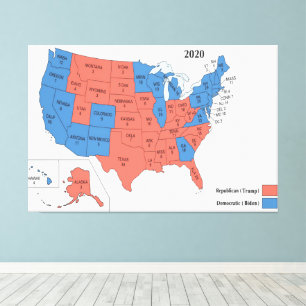 2020 Uni der US-Wahlkarte 60 x 40 Zoll Leinwanddruck