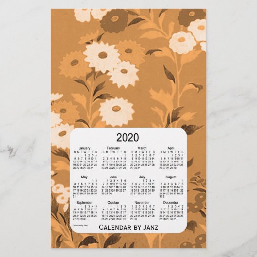 2020 Wall Blume Orange Calendar von Janz Briefpapier (Vorderseite)
