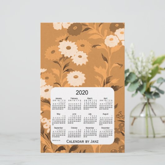 2020 Wall Blume Orange Calendar von Janz Briefpapier (Stehend Vorderseite)