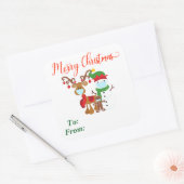 2020 Weihnachts-Rentier-Schneemann-Gesicht-Maskeng Quadratischer Aufkleber (Umschlag)