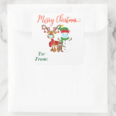 2020 Weihnachts-Rentier-Schneemann-Gesicht-Maskeng Quadratischer Aufkleber (Tasche)