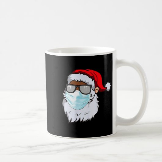 2020 Weihnachtsmann mit Gesichtsmaske schwarzer Af Kaffeetasse (Rechts)