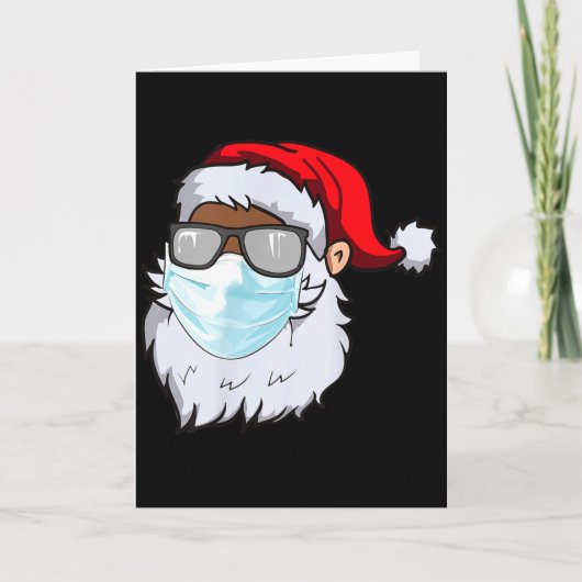 2020 Weihnachtsmann mit Gesichtsmaske schwarzer Af Karte (Vorderseite)