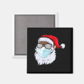 2020 Weihnachtsmann mit Gesichtsmaske schwarzer Af Magnet (Vorderseite/Rückseite)