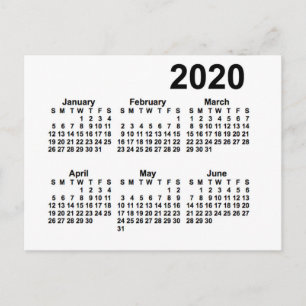2020 Weißer 6-Monats-Mini-Kalender von Janz Postkarte