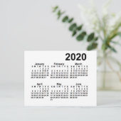 2020 White 6 Month Mini Kalender von Janz Postkarte (Stehend Vorderseite)