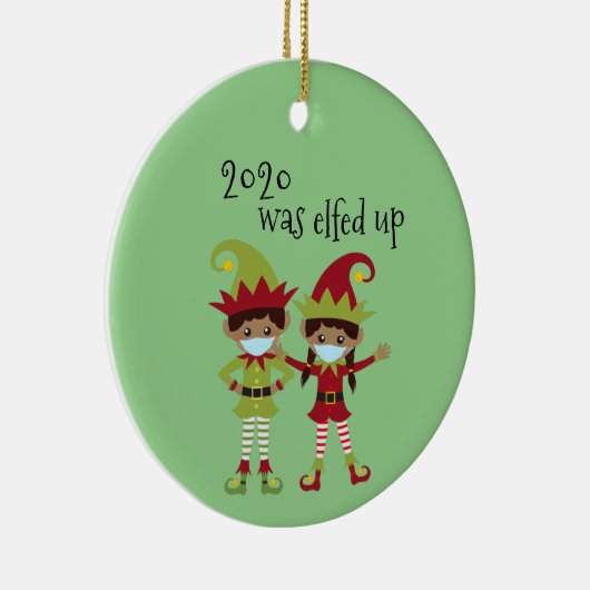 2020 wurde aus dem ethnischen Elf der Covid-Gesich Keramik Ornament (Rechts)